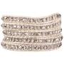KELITCH Fashion Gray Crystal Beaded 5 Wrap Bracelet On Leather Strand Bracelets Jewelry