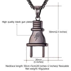 U7 Men Cool Plug Pendant Stainless Steel/Black Gun Plated/ 18K Gold Plated Hip Hop Necklace