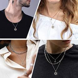 Nofade Silver Cross Star of David Pendant Necklace Gold&Silver Two Tone Pendant Religious Jewish Jewelry for Women Men, Chain 18(with Gift Box)