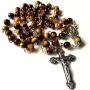 elegantmedical HANDMADE Tiger Eye Jade Rosary Beads Cross CRUCIFIX CATHOLIC NECKLACE Box