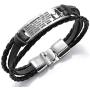 COMTRUDE to My Daughter Bracelets, Stainless Steel Leather Inspirational Wristband, Daughter Bracelet from Mom and Daddy, Love Daughter Best Gift (Brown and Black)