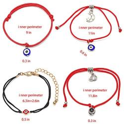 Evil Eye Bracelet, Red Bracelet for Protection Evil Eye Adjustable Jewelry for Women Baby Amulet Hamsa Bracelet Anklet Blue Kids Alex and Ani Mal De Ojo Bracelets Pulseras Rojas De Protección 4 Pack
