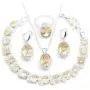 Aixili Oval Champagne Orange Cubic Zirconia Jewelry Set for Women with Bracelet Necklace Pendant Earring Ring Wedding Party Fashion Jewelry