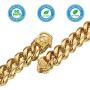 Jewelry Kingdom 1 Cuban Link Chain Necklace Bracelet for Men and Women 18K Gold High Polish Stainless Steel Diamond Cut Curb Link Chain with Cast Flower Clasp 12MM 8inches to 30inches