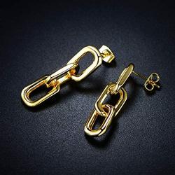 Barzel 18K Gold Plated Symmetrical Chain Link Dangling Earrings