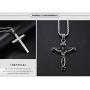Cross Necklace for Men Stainless Steel Silver Gold Crucifix Pendant Necklace Simple Jewelry Gifts, 22 inches Chain