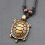 Vintage Sea Turtle Necklace Pendant Tortoise Engraved Bone Leather Wax Rope Necklace for Women Unisex 2Pcs/set
