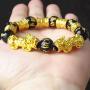 WAINIS Feng Shui Pi Xiu Pi Yao Bracelet Necklace Set Black Obsidian Wealth Jewelry for Men Women Chinese Dragon Good Luck Necklace Hand Carved Mantra Bead Bracelet