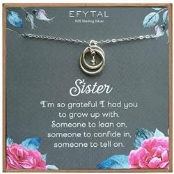 EFYTAL Sister Gifts from Sister, 925 Sterling Silver Interlocking Rings Necklace, Birthday Jewelry Gift Necklaces for Sisters, Gift for Big Sis Little Sis