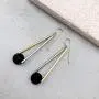 NIEVOS JEWELRY Gold Plated Earring 24k Gold Plated And 925 Geometric Earring With Black Ball Bead. Geometric Style Gift Jewelry Handmade For Her Designer Made By Women Love NIEVOS JEWELRY Gold Plated Earring 24k Gold Plated And 925 Geometric Earring With Black Ball Bead. Geometric Style Gift Jewelry Handmade For Her Designer Made By Women Love