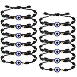 LOYALLOOK 12PCS Evil Eye Red Bracelet for Women Men 7 Knot Kabbalah Lucky Bracelets Handmade Braided String Bracelet Adjustable Family Friendship Wish Couple Protection Bracelet Jewelry