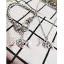 RUIZHEN Vintage Pagan Triple Moon Goddess Pentacle Pentagram Metal Amulet Wheat Chain Bracelet Necklace Jewelry Set for Women Men