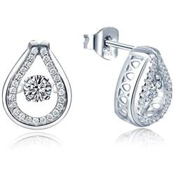 YL Teardrop Stud Earrings 925 Sterling Silver Dancing Diamond Halo Earrings 1.42ct Created Emerald/Ruby/Sapphire/Zirconia Jewelry