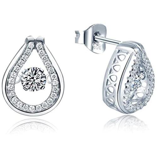 YL Teardrop Stud Earrings 925 Sterling Silver Dancing Diamond Halo Earrings 1.42ct Created Emerald/Ruby/Sapphire/Zirconia Jewelry