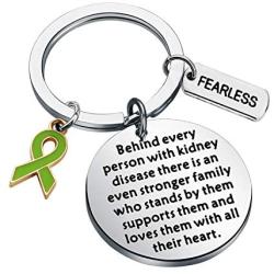 WSNANG Kidney Disease Awareness Jewelry Behind Every Person with Kidney Disease There is Stronger Family Supports Them Keychain Kidney Disease Fighter Gift