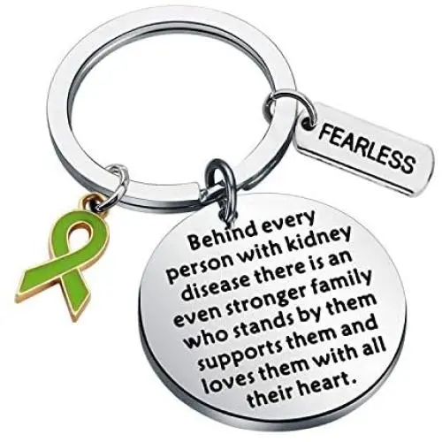 WSNANG Kidney Disease Awareness Jewelry Behind Every Person with Kidney Disease There is Stronger Family Supports Them Keychain Kidney Disease Fighter Gift