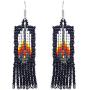 Mia Jewel Shop Native American Inspired Feather Design Rectangle Seed Bead Fringe Dangle Earrings - Womens Fashion Handmade Jewelry Tribal Accessories
