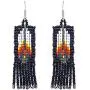 Mia Jewel Shop Native American Inspired Feather Design Rectangle Seed Bead Fringe Dangle Earrings - Womens Fashion Handmade Jewelry Tribal Accessories