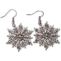 Szxc Womens Snowflake Dangle Earrings - Color Changing Crystals - 2 Inch - Ultra Light - Lead & Nickle Free - Christmas Holiday Jewelry