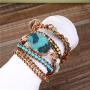 Fruitful Jewelry Bohemian Handmade Natural Stone Various Beaded Bracelets from Leather, Boho Wrap Bracelets for Women and Men