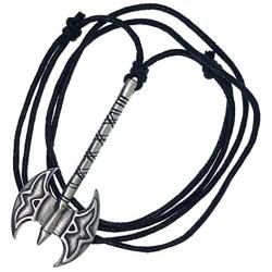 Medieval Jewelry Celtic Viking Double Edges Edged Headed Battle Barbarian Axe Ax Axes Labrys Pewter Mens Pendant Necklace Protection Amulet Good Luck Lucky Charm Wealth Money w Black Adjustable Cord