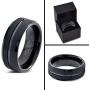 Charming Jewelers Tungsten Wedding Band Ring 8mm Men Women Comfort Fit Grey Black 18K Yellow Gold Plated Bevel Edge Brushed Polished