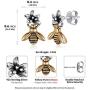 Nofade Silver Cute Flower Bumble Bee Earrings Studs for Women Teen Girls 925 Sterling Silver & Brass Small Animal Studs Earrings Hypoallergenic Earrings for Sensitive Ears