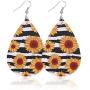 9 Pairs Sunflower Flower Fall Faux Leather Teardrop Dangle Earrings Lightweight Earrings for Women Girls Gift Leaf Drop Earrings Set Autumn Jewelry