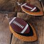 Football Earrings for Women - Glitter Leather Earrings Dangles - 3-Layered Faux Leather Big Statement Earrings - American Football - Glitter & PU Leather - Set of Two - Mall of Style