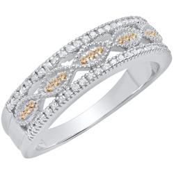 Dazzlingrock Collection Round Gemstone & Diamond Ladies Vintage Style Wedding Band, Sterling Silver