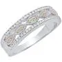 Dazzlingrock Collection Round Gemstone & Diamond Ladies Vintage Style Wedding Band, Sterling Silver