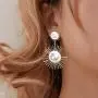 Exaggerated Big Drop Earrings for Women Big Pearl Round Dangle Earrings Wild Sun Earrings Female Fashion Jewelry