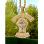 Shop-iGold Custom BLM Men Women 925 Italy Gold Finish Iced Silver Charm Ice Out Pendant Stainless Steel Real 3 mm Rope Chain, Mans Jewelry, Iced Pendant, Rope Necklace 16''- 24''