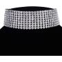 Zealmer Wide Fake Diamond Choker 8 Row White Gold Plated