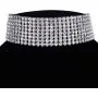 Zealmer Wide Fake Diamond Choker 8 Row White Gold Plated