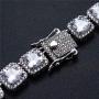 Fantex 18K White Gold Plated Tennis Link Bracelet, Iced Out Sparkling CZ Diamond Hip Hop Tennis Chain Jewelry for Men & Women