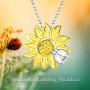 Sunflower Ladybug Necklace Opal Daisy Flower Pendant 925 Sterling Silver Flower Jewelry Gifts for Women Girlfriend Mothers Day Birthday