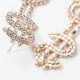 Dollar Sign Money Symbol Crystal Drop Dangle Statement Earrings Bold Fashion Jewelry