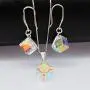 Uloveido Girls Square Cube Authentic Austrian Crystal Hook Earrings and Rainbow Necklace Sets for Women - 925 Sterling Silver Wedding Engagement Jewelry Sets Box Packing Y418