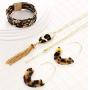 Leopard Jewelry Set Leopard Leather Bracelets Dangle Earring Pendant Necklace for Women