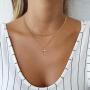 CHESKY 14K Gold Plated Dainty Layered Cross Figaro Chain Necklace Minimalist Sunflower Pendant Necklace Cubic Zirconia Evil Eye Choker Handmade Jewelry for Women