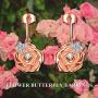 POTOPYY 925 Sterling Silver Rose Flower Dangle Earrings Butterfly Dainty Drop Earrings Jewelry Gifts for Women Girls Birthday