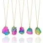 Bling Toman Healing Stone Necklaces Chakra Crystals for Women Candy Jewelry Rainbow Natural Stone Pendant Necklace Wire Wrapped Raw Amethyst Bling Toman Healing Stone Necklaces Chakra Crystals for Women Candy Jewelry Rainbow Natural Stone Pendant Necklace Wire Wrapped Raw Amethyst