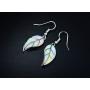 Barzel 18K White Gold/Rose Gold Plated Created White or Green Opal Leaf Drop Dangling Earrings