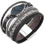 AZORA Leather Cuff Bracelet Multi Rope Wrap Bracelets with Stone Cuffs Bangle for Women Teen Girl