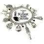Nightmare Before Christmas 9 Themed Charms Silvertone Metal Charm Bracelet