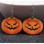TULIP LY Silver Plated Cute Halloween Orange Pumpkin Drop Earrings Emoji Smiling Face Charm Dangle Earring Autumn Thanksgiving Jewelry