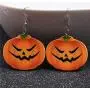 TULIP LY Silver Plated Cute Halloween Orange Pumpkin Drop Earrings Emoji Smiling Face Charm Dangle Earring Autumn Thanksgiving Jewelry