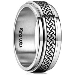King Will INTERTWINE 8mm Mens Stainless Steel Wedding Ring Spinner Statement Band Knot Design High Polished