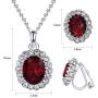 Yoursfs Necklaces and Clip On Earrings for Women 18K Gold Plated Oval Halo Austrain Crystal Pendant Non-Pierced Clip Earrings Prom Jewelry Set